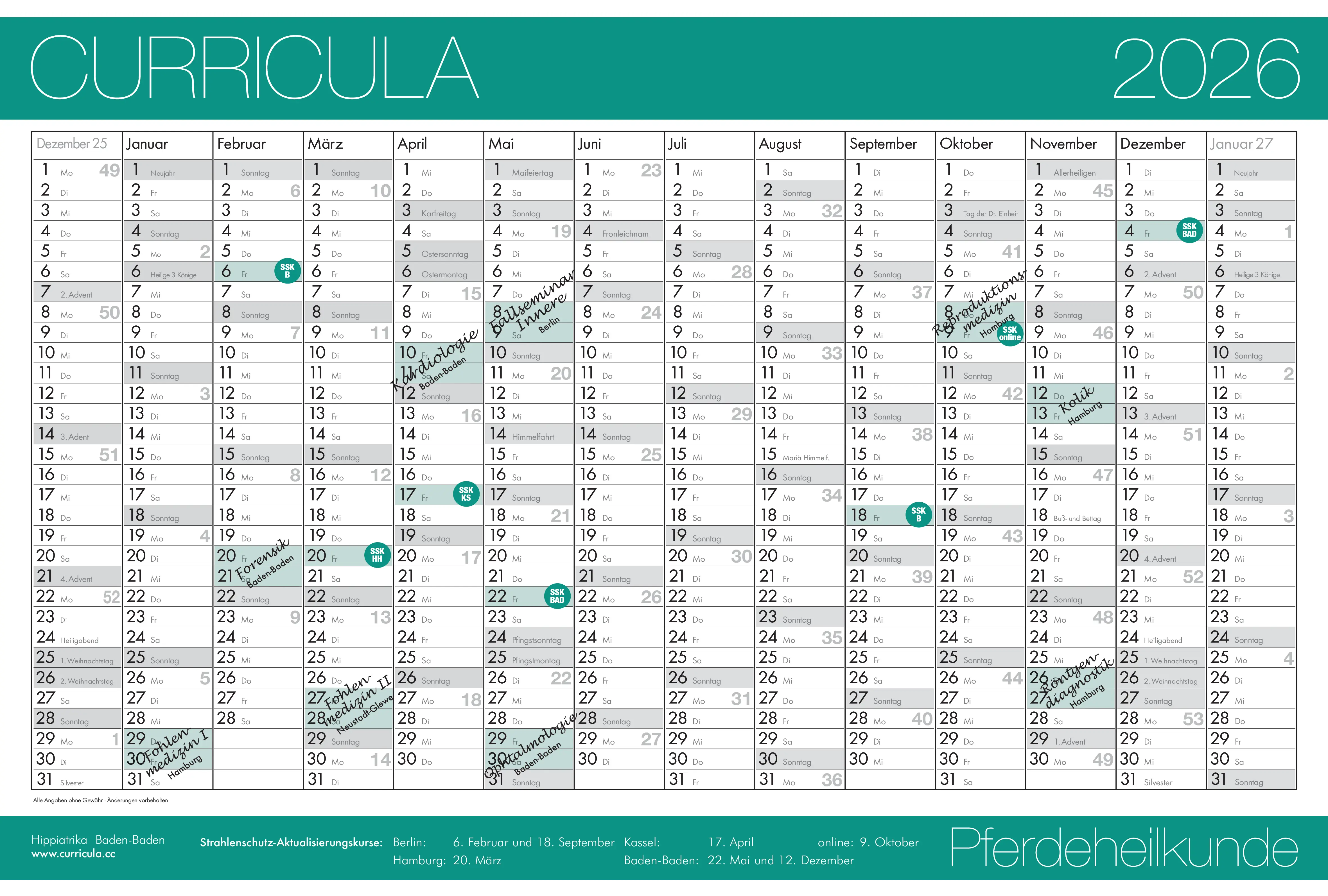 Kalender Pferdeheilkunde 2026